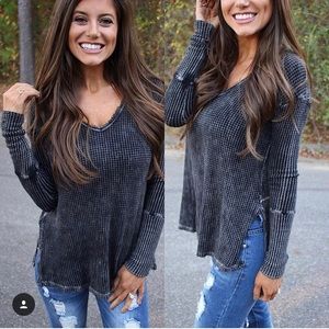 Shop these Three boutique charcoal waffle top